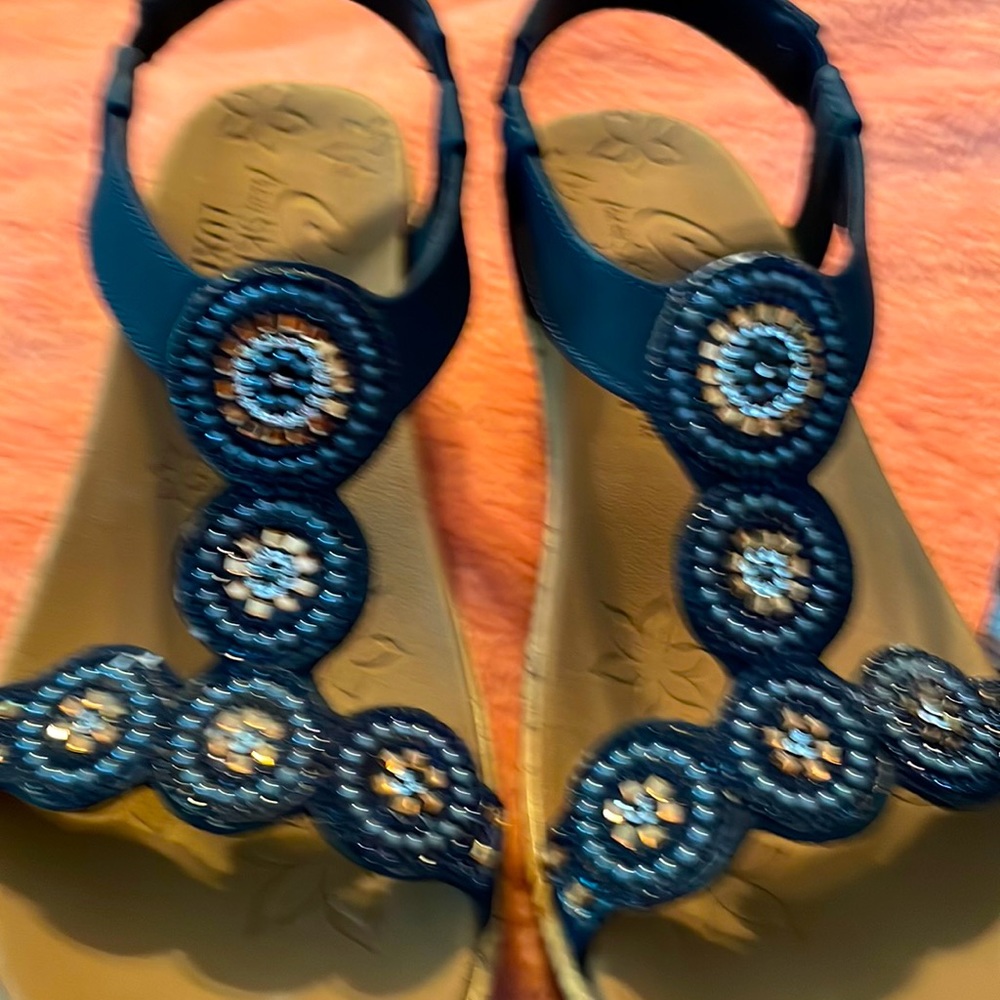 Navy beaded sandal- CALI